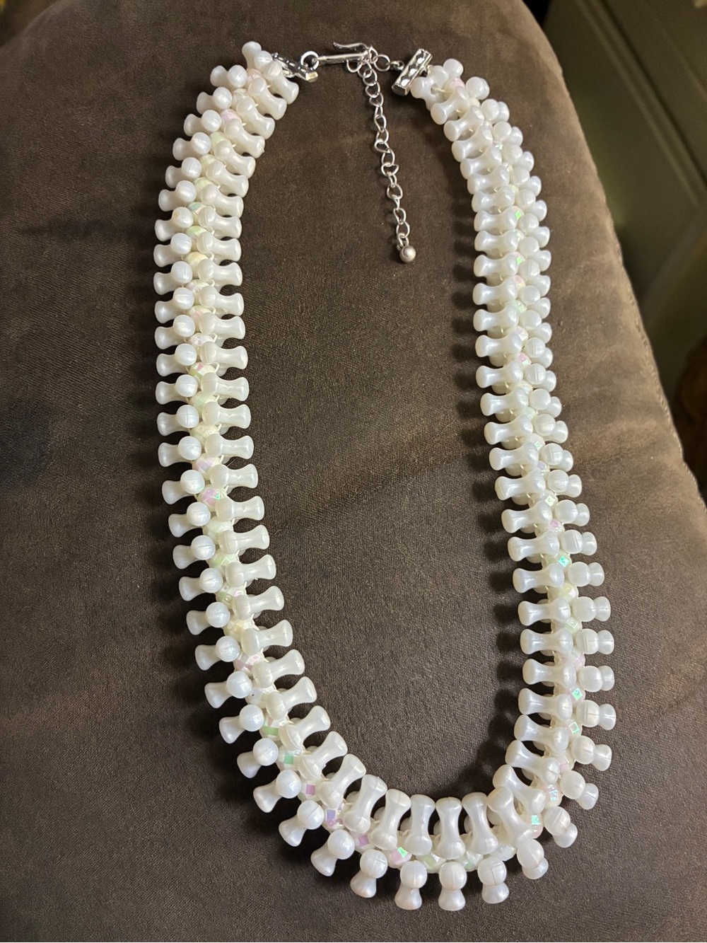 Vintage white mid century 1940’s-1950’s beaded Japan Necklace Hook Clasp